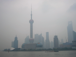 Huangpu river and the skyline of the Pudong district, with the Oriental Pearl Tower