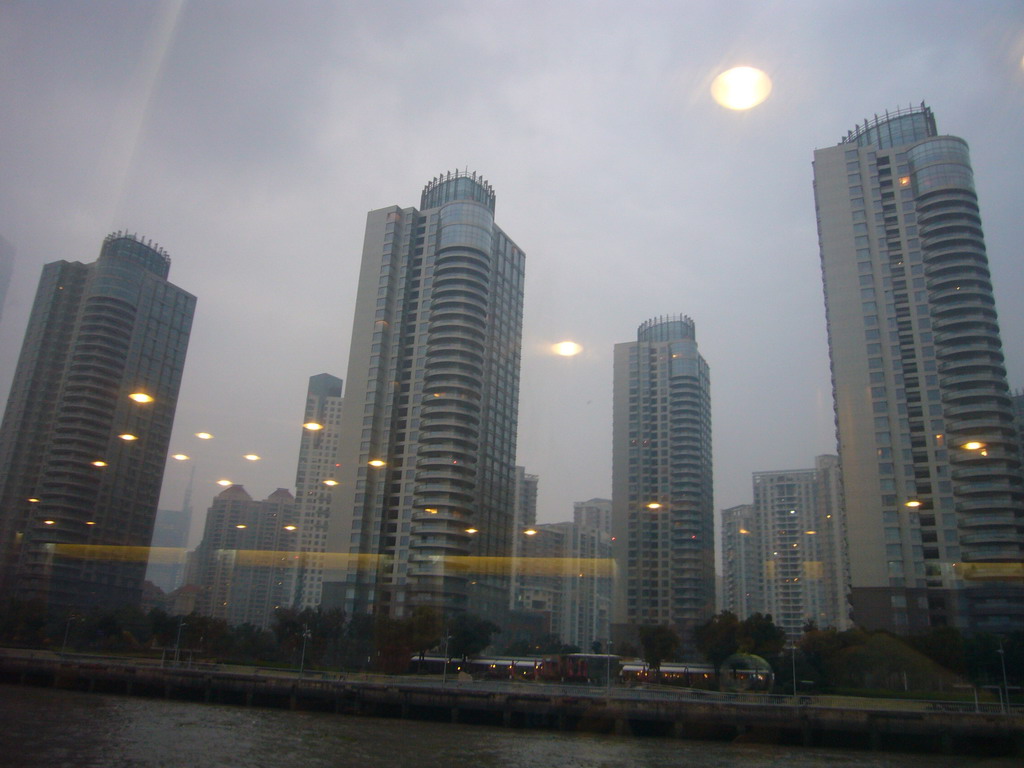 Skyscrapers at Zhongshan Dong`Er road, viewed from the Huangpu river ferry