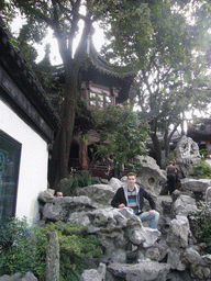 Tim at rocks and pavilions in the Yuyuan Garden in the Old Town