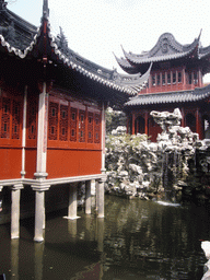 Pavilions, pool and waterfall in the Yuyuan Garden in the Old Town