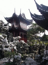 Pavilions, rocks and waterfall in the Yuyuan Garden in the Old Town