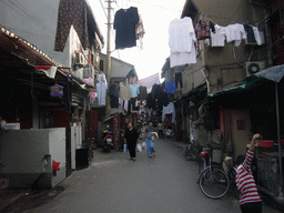 Lilong (old neighbourhood) with laundry hanging outside