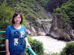 Miaomiao and the bridge at Tiger Leaping Gorge