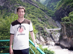 Tim and the bridge at Tiger Leaping Gorge