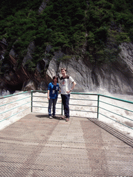 Tim and Miaomiao at the rapids at Tiger Leaping Gorge
