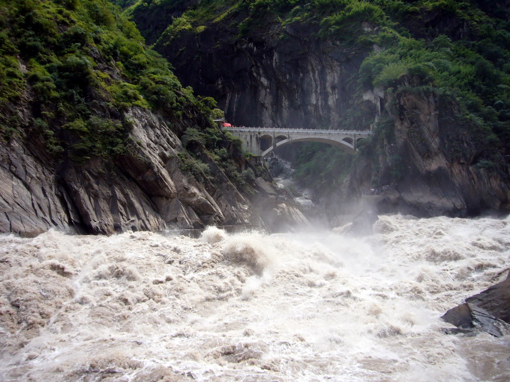 Rapids and bridge at Tiger Leaping Gorge