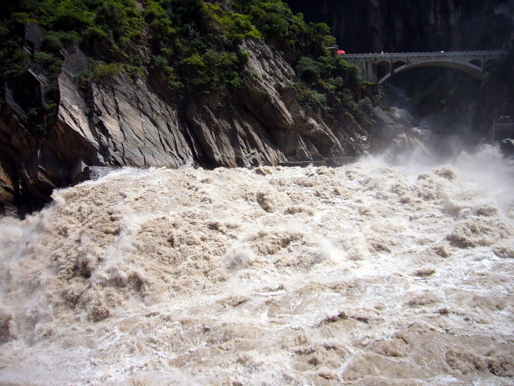 Rapids and bridge at Tiger Leaping Gorge