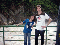 Tim and Miaomiao at the rapids at Tiger Leaping Gorge