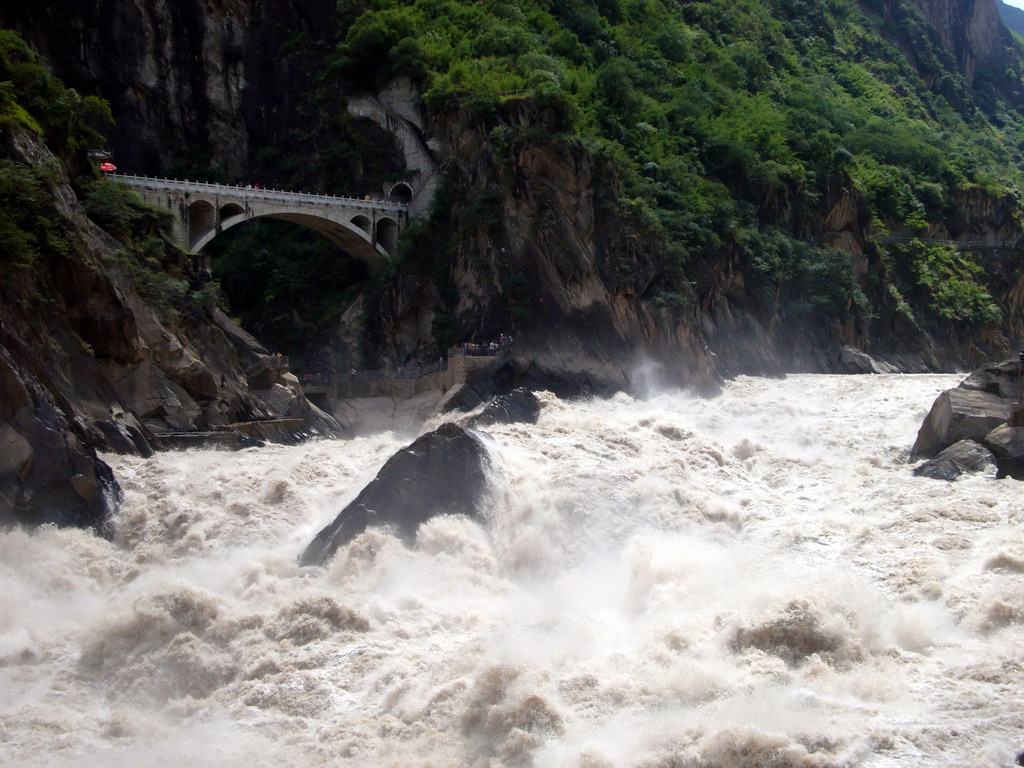 Rapids and bridge at Tiger Leaping Gorge
