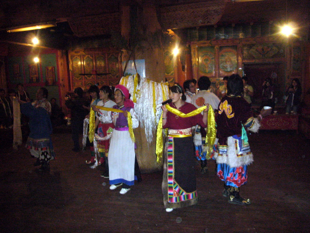 Dancers inside our Tibetan dinner house