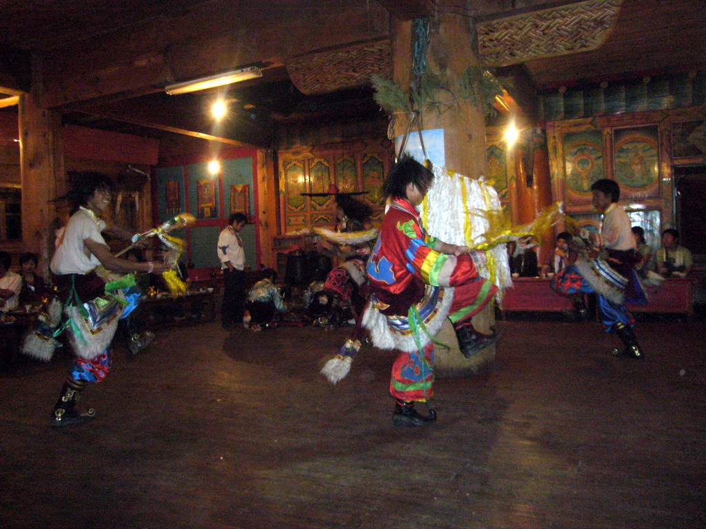 Dancers inside our Tibetan dinner house