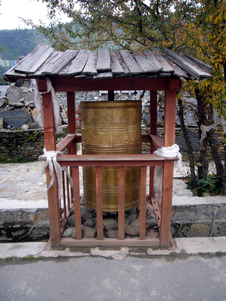 Prayer roll at Tibetan buddhism temple near Shangri-La