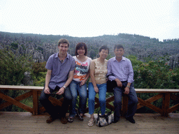 Tim, Miaomiao and Miaomiao`s parents at karst formations in the Minor Stone Forest of Shilin National Park