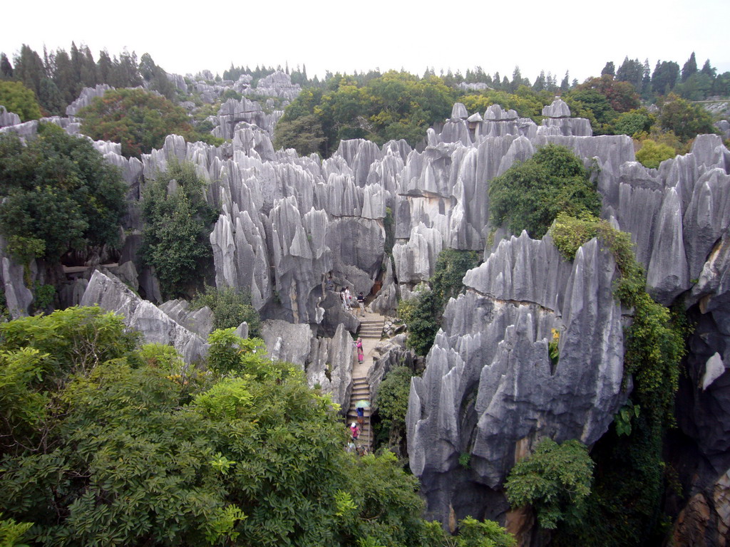 View from a high pavilion on the Major Stone Forest of Shilin National Park