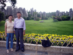 Miaomiao`s parents at karst formations in the Minor Stone Forest of Shilin National Park