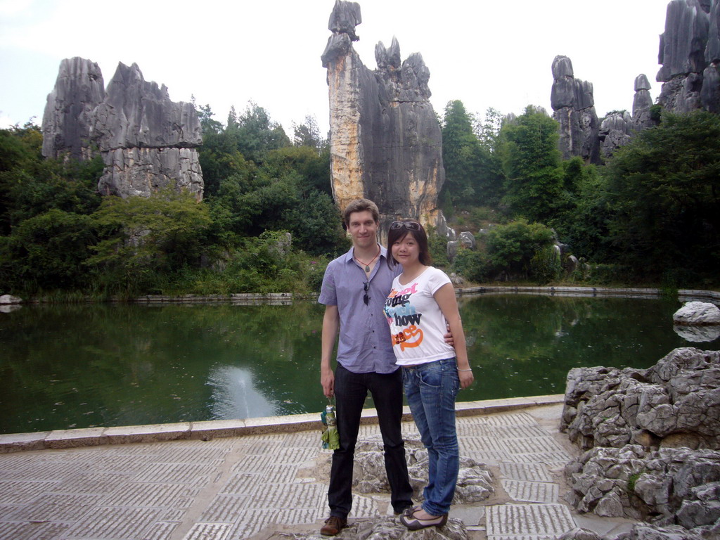 Tim and Miaomiao at the Lovers` Stone in Shilin National Park