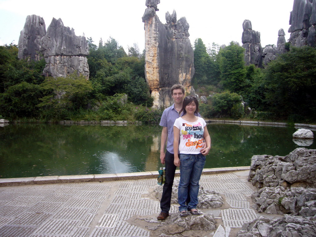 Tim and Miaomiao at the Lovers` Stone in Shilin National Park