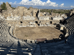 Auditorium, orchestra, stage and stage building of the Roman Theatre of Side, viewed from the southwest auditorium