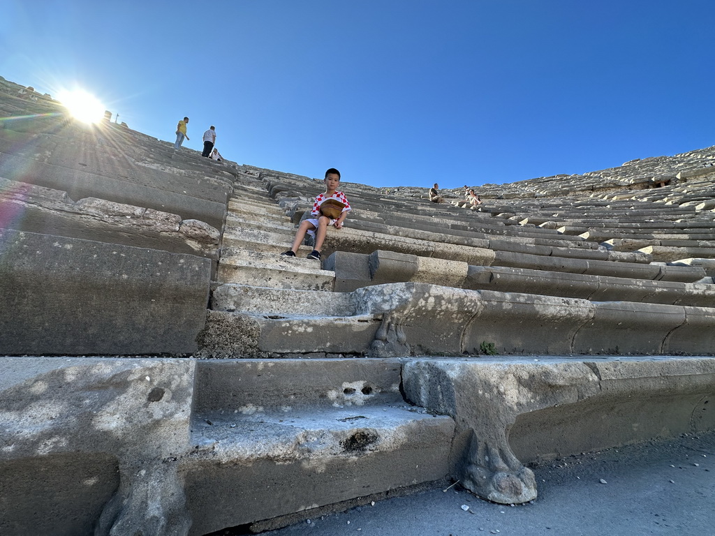 Max at the southwest auditorium of the Roman Theatre of Side, viewed from the orchestra