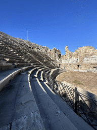 Northwest auditorium, orchestra, stage and stage building of the Roman Theatre of Side, viewed from the bottom of the southwest auditorium