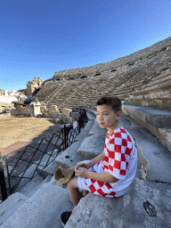 Max at the bottom of the southwest auditorium of the Roman Theatre of Side