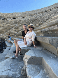 Tim and Miaomiao at the bottom of the southwest auditorium of the Roman Theatre of Side