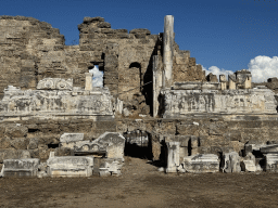 Orchestra, stage and stage building of the Roman Theatre of Side, viewed from the bottom of the southwest auditorium