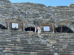 Miaomiao and Max at the diazoma of the southwest auditorium of the Roman Theatre of Side, viewed from the southeast auditorium