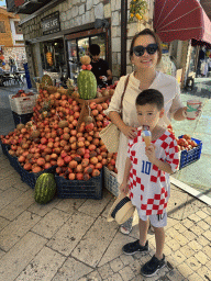 Tim and Max with an ice cream at the Yunus Café at the Liman Caddesi street