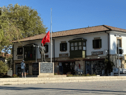 The west end of the Liman Caddesi street with the Mustafa Kemal Atatürk Monument, viewed from the Side Harbour