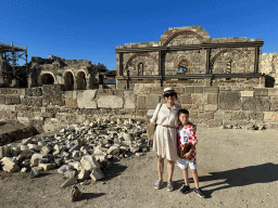Miaomiao and Max with the south side of the Byzantine South Basilica at the Barbaros Caddesi street