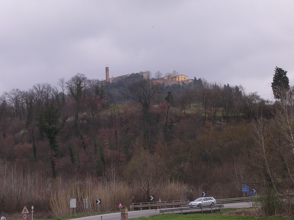 Hill with church on the road from Florence