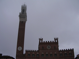 Facade of the Pubblico Palace and the Tower of Mangia, viewed from the Piazza del Campo square