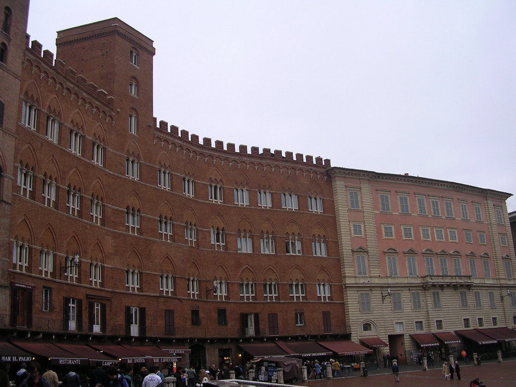 Front of the Fondazione Musei Senesi building and the Chigi Zondadari Palace at the Piazza del Campo square
