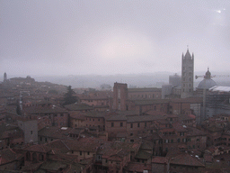 The city center with the Siena Cathedral and its Bell Tower, viewed from the top of the Tower of Mangia