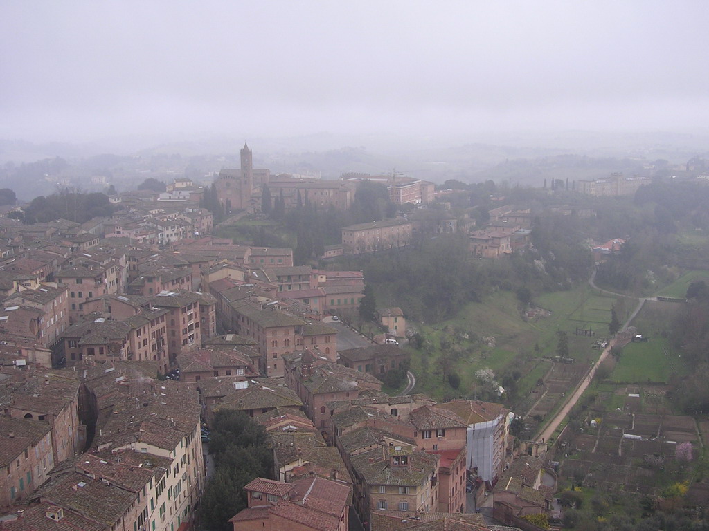 The southeast side of the city with the San Clemente in Santa Maria dei Servi church, viewed from the top of the Tower of Mangia