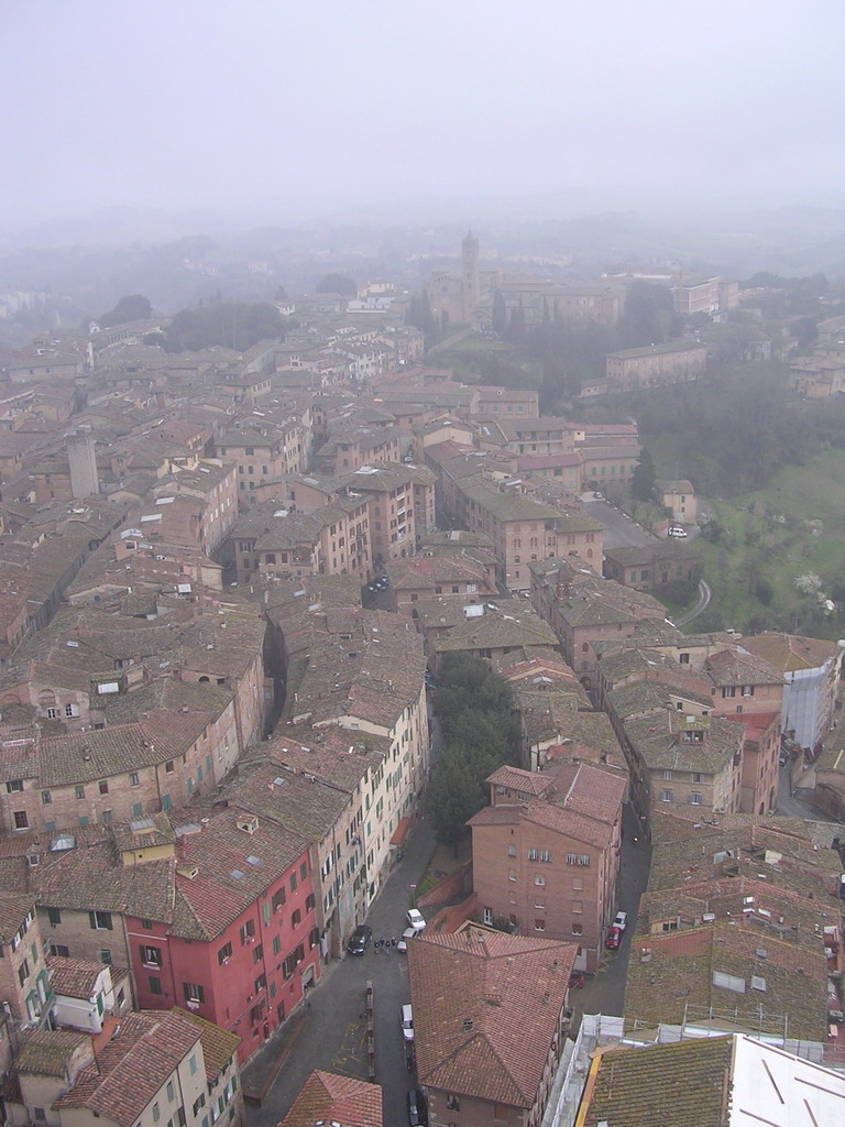 The southeast side of the city with the San Clemente in Santa Maria dei Servi church, viewed from the top of the Tower of Mangia