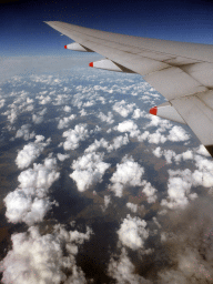 Clouds and hills in Russia, viewed from the airplane from Amsterdam