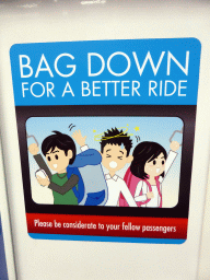 Sign in the metro from Singapore Changi Airport to the city center