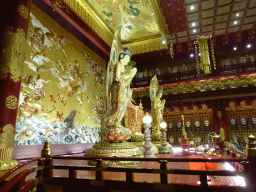 Main altar and statues at the Buddha Tooth Relic Temple and Museum