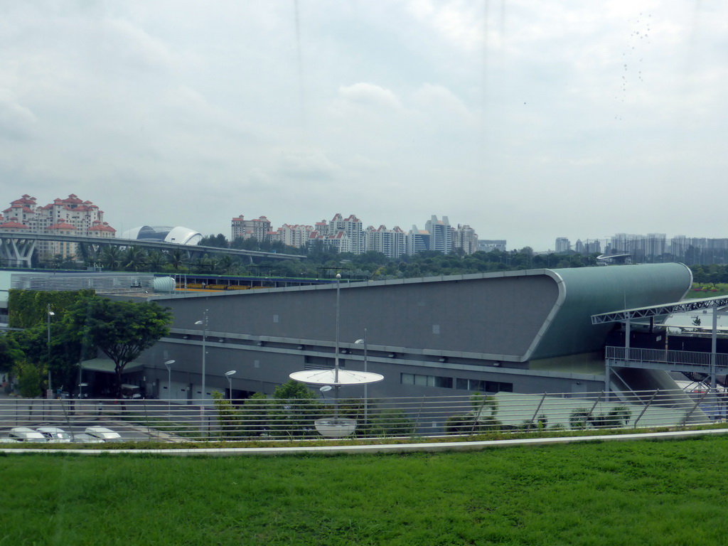 Building of the Singapore Formula 1 Race Track, the Benjamin Sheares Bridge over the Kallang Basin and the New Singapore National Stadium, viewed from the Singapore Flyer ferris wheel