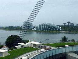 The Marina Bay and the Gardens by the Bay with the Cloud Forest, the Flower Dome and the Supertree Grove, viewed from the Singapore Flyer ferris wheel