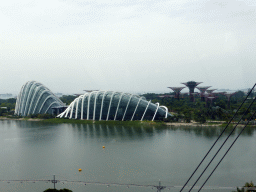 The Marina Bay and the Gardens by the Bay with the Cloud Forest, the Flower Dome and the Supertree Grove, viewed from the Singapore Flyer ferris wheel