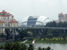 The Benjamin Sheares Bridge over the Kallang Basin and the New Singapore National Stadium, viewed from the Singapore Flyer ferris wheel