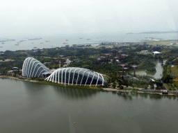 The Marina Bay and the Gardens by the Bay with the Cloud Forest, the Flower Dome and the Supertree Grove, viewed from the Singapore Flyer ferris wheel