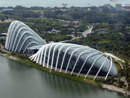 The Marina Bay and the Gardens by the Bay with the Cloud Forest, the Flower Dome and the Supertree Grove, viewed from the Singapore Flyer ferris wheel