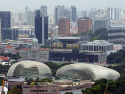 The Esplanade Theatres on the Bay, the Old Supreme Court Building, the Singapore Supreme Court building and skyscrapers at the west side of the city, viewed from the Singapore Flyer ferris wheel