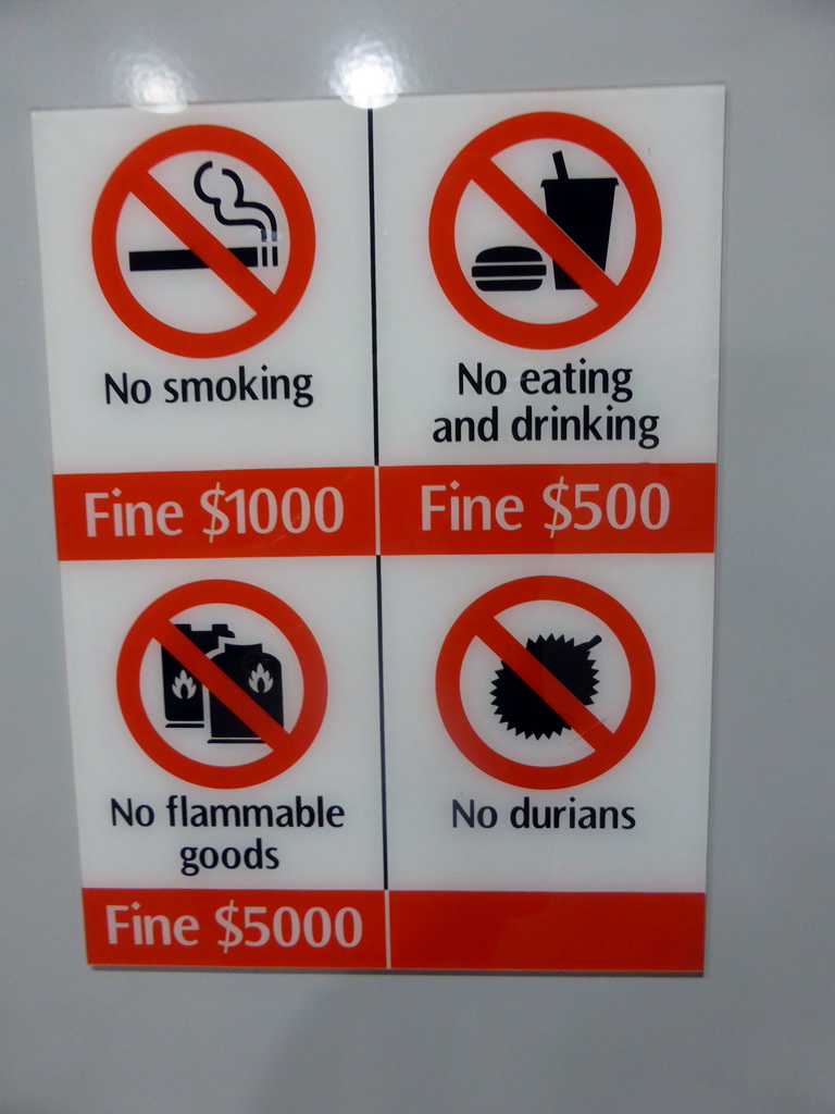 Sign in the metro from Promenade to Clarke Quay