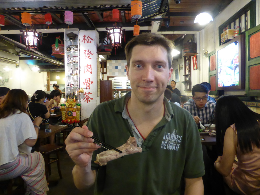 Tim having lunch at the Song Fa Bak Kut Teh restaurant at New Bridge Road