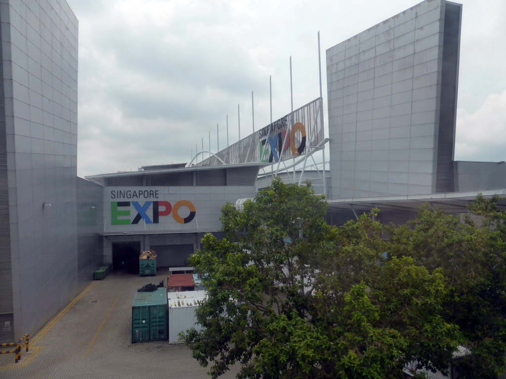 The Singapore Expo building, viewed from the metro from the city center to Singapore Changi Airport